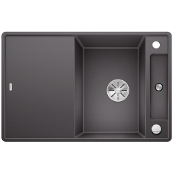 BLANCO AXIA III 45 S-F Silgranit szarość skały odwracalny, korek auto., InFino, deska jesionowa