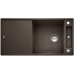BLANCO AXIA III XL 6 S-F Silgranit kawowy odwracalny, korek auto., InFino, deska szkło białe