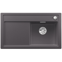 BLANCO ZENAR 45 S Silgranit PuraDur Szarość skały prawa, korek auto., InFino, deska szkło czarne