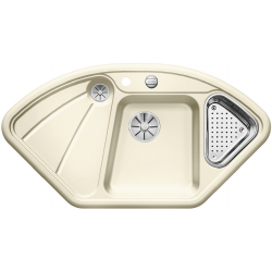 BLANCO DELTA Ceramika PuraPlus Magnolia połysk narożny, korek auto., InFino, odsączarka stalowa