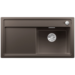 BLANCO ZENAR 5 S-F Silgranit PuraDur Kawowy prawa, korek auto., InFino, deska jesionowa