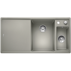 BLANCO AXIA III 6 S Silgranit PuraDur Perłowoszary prawa, korek auto., InFino, deska jesionowa, odsączarka stalowa