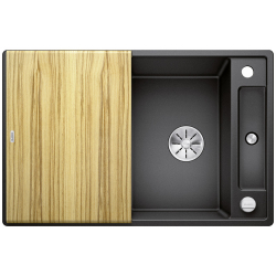 BLANCO AXIA III 45 S Silgranit antracyt odwracalny, korek auto., InFino, deska jesionowa