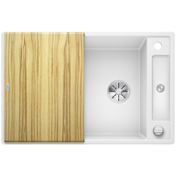 BLANCO AXIA III 45 S Silgranit biały odwracalny, korek auto., InFino, deska jesionowa