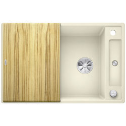 BLANCO AXIA III 45 S Silgranit PuraDur Jaśmin odwracalny, korek auto., InFino, deska jesionowa