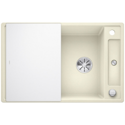 BLANCO AXIA III 45 S Silgranit PuraDur Jaśmin odwracalny, korek auto., InFino, deska szkło białe