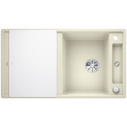 BLANCO AXIA III 5 S Silgranit PuraDur Jaśmin odwracalny, korek auto., InFino, deska szkło białe