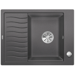 BLANCO ELON 45 S Silgranit szarość skały odwracalny, korek auto., InFino, kratka ociekowa