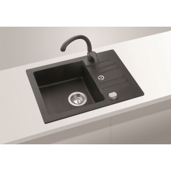 FOXTROT 30 Zlewozmywak granital kolor czarny , z syfonem POP-UP