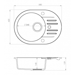 Foxtrot 40 zlewozmywak granitowy czarny + bateria Diana eco