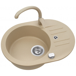 FOXTROT 40 Zlewozmywak granital kolor beżowy, z syfonem POP-UP