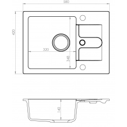 Cancan 30 zlewozmywak granitowy beżowy + bateria Tonia