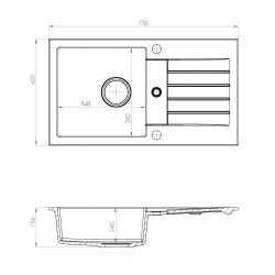 AMARO 130 Zlewozmywak granital kolor beż 55, z syfonem POP-UP