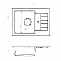 AMARO 30 Zlewozmywak granital kolor beż 55, z syfonem POP-UP