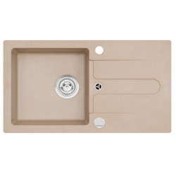 CANCAN 130 Zlewozmywak granital kolor beżowy, z syfonem POP-UP