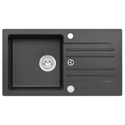 FOXTROT 130 Zlewozmywak granital kolor czarny, z syfonem POP-UP