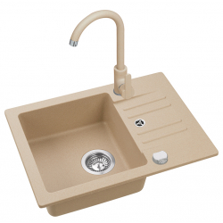 Foxtrot 30 zlewozmywak granitowy beżowy + bateria Tonia