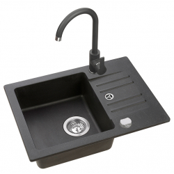 Foxtrot 30 zlewozmywak granitowy czarny + bateria KATI