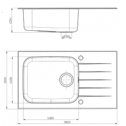 GLASSIX 40 PUSH UP 860x500mm satyna - biały