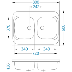 PRIMAL 20 zlewozmywak nakładany satyna z syfonem