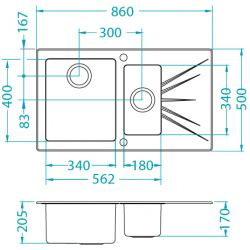 ALVEUS KARAT 20 zlewozmywak szklany czarny prawy