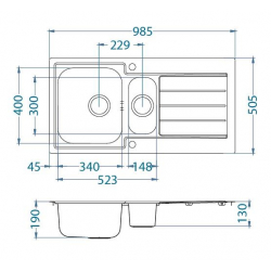 ALVEUS LINE MAXIM 10 zlewozmywak stalowy satynowy