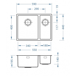 ALVEUS KOMBINO 120 zlewozmywak stalowy satynowy podwieszany