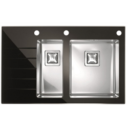 ALVEUS CRYSTALIX 20 zlewozmywak szklany czarny prawy