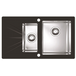 ALVEUS KARAT 20 zlewozmywak szklany czarny prawy