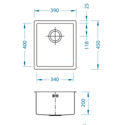 ALVEUSQUADRIX 20 zlewozmywak stalowy MONARCH brąz