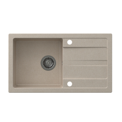 READY- MAX BEŻOWY zlewozmywak granitowy 1-k z/o (77x44x17,5) + bateria z elastyczną wylewką + dozownik stalowy + syfon