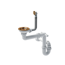 Odpływ zatyczkowy 3 1/2" z syfonem 1-komorowy PVD miedziany (GRANIT-pionowy), save space, bez logo, kolekcja Art Impressions