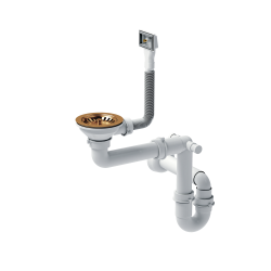 Odpływ zatyczkowy 3 1/2" z syfonem 1-komorowy PVD miedziany (STAL-pionowy), save space