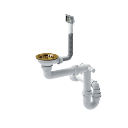 Odpływ zatyczkowy 3 1/2" z syfonem 1-komorowy PVD złoty (STAL-pionowy), save space