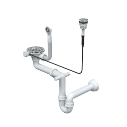 Odpływ PUSH TO OPEN 3 1/2" z syfonem 1-komorowy stal szlachetna (GRANIT-pionowy) save space, przycisk okrągły stal szczotkowana