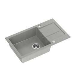 CHRISTIAN 136 XL zlewozmywak granitowy 1-komorowy szary (78x45x18,5) z zaślepką i odpływem (komora 45x38 cm)