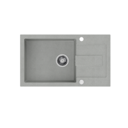 CHRISTIAN 136 XL zlewozmywak granitowy 1-komorowy szary (78x45x18,5) z zaślepką i odpływem (komora 45x38 cm)