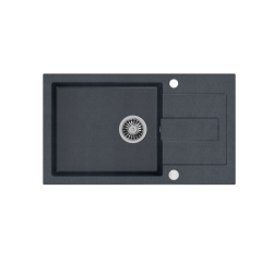 CHRISTIAN 136 XL zlewozmywak granitowy 1-komorowy czarny (78x45x18,5) z zaślepką i odpływem (komora 45x38 cm)