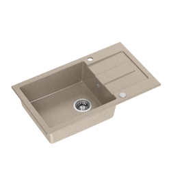CHRISTIAN 136 XL zlewozmywak granitowy 1-komorowy beżowy (78x45x18,5) z zaślepką i odpływem (komora 45x38 cm)