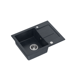 CHRISTIAN 116 zlewozmywak granitowy 1-komorowy czarny (60x45x18,5) z zaślepką i odpływem