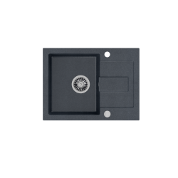 CHRISTIAN 116 zlewozmywak granitowy 1-komorowy czarny (60x45x18,5) z zaślepką i odpływem