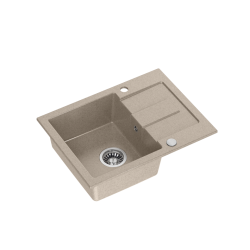 CHRISTIAN 116 zlewozmywak granitowy 1-komorowy beżowy (60x45x18,5) z zaślepką i odpływem