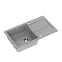 CHRISTIAN 111 zlewozmywak granitowy szary (78x45x18,5) z zaślepką i odpływem (komora 37x38 cm)