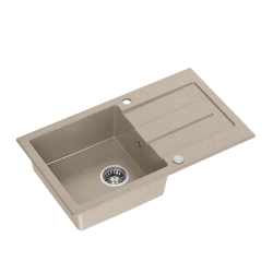 CHRISTIAN 111 zlewozmywak granitowy beżowy (78x45x18,5) z zaślepką i odpływem (komora 37x38 cm)