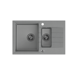 PETER 156 GraniteQ zlewozmywak granitowy silver stone 1,5-komorowy z/o (78x50x20) z syfonem i zaślepką