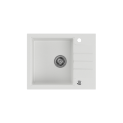 PETER 116 GraniteQ zlewozmywak granitowy snow white 1-komorowy z/o (62x50x20) z syfonem save space i zaślepką