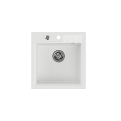 PETER 110 GraniteQ zlewozmywak granitowy snow white 1-komorowy z/o (50x52x20) z syfonem i zaślepką