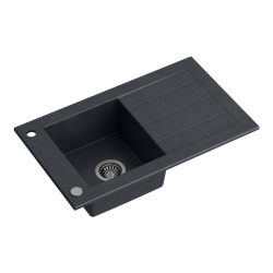 WILL zlewozmywak granitowy czarny (77x46x18,5) z zaślepką i odpływem