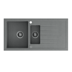 BRUCE 156 zlewozmywak granitowy szary 1,5-komorowy z/o (100x50x22,5/16) z syfonem i zaślepką
