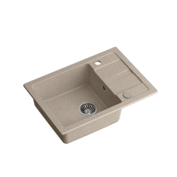TOM 116 zlewozmywak granitowy beżowy (62x44x17,5) + syfon + zaślepka